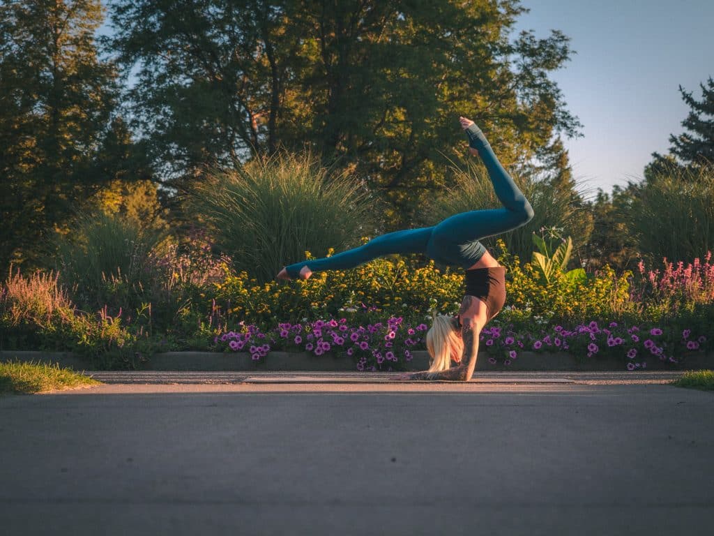 flexible woman does yoga