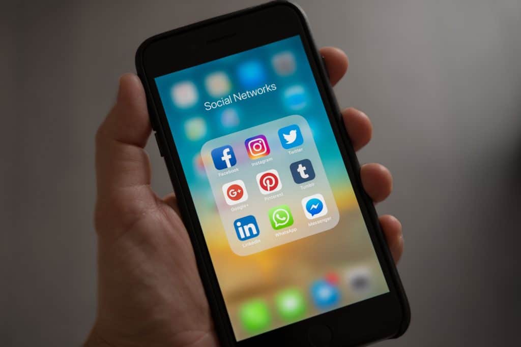 smartphone depicting social media apps.