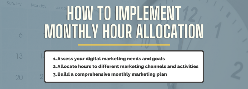 A graphic showing how to implement monthly hour allocation for a marketing construction project